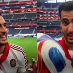 Mikel Merino recibe el balón que ha dado la victoria a España y se acuerda de los Sanfermines: «Es la mejor fiesta del mundo»